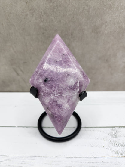 Lepidolite Natural Crystal Diamond Shaped Carving