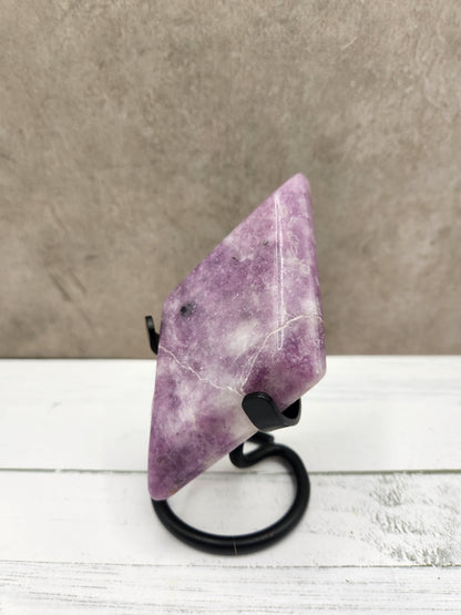 Lepidolite Natural Crystal Diamond Shaped Carving