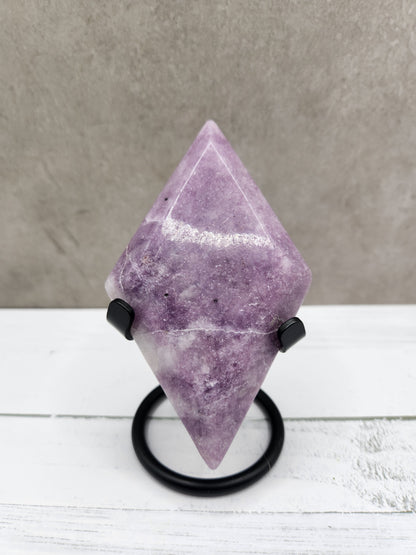 Lepidolite Natural Crystal Diamond Shaped Carving