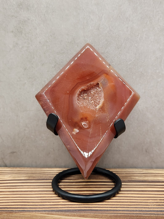 Druzy Carnelian Natural Crystal Diamond Shaped Carving