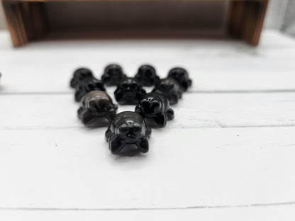 Mini Silver Obsidian Jumping Spider Carvings