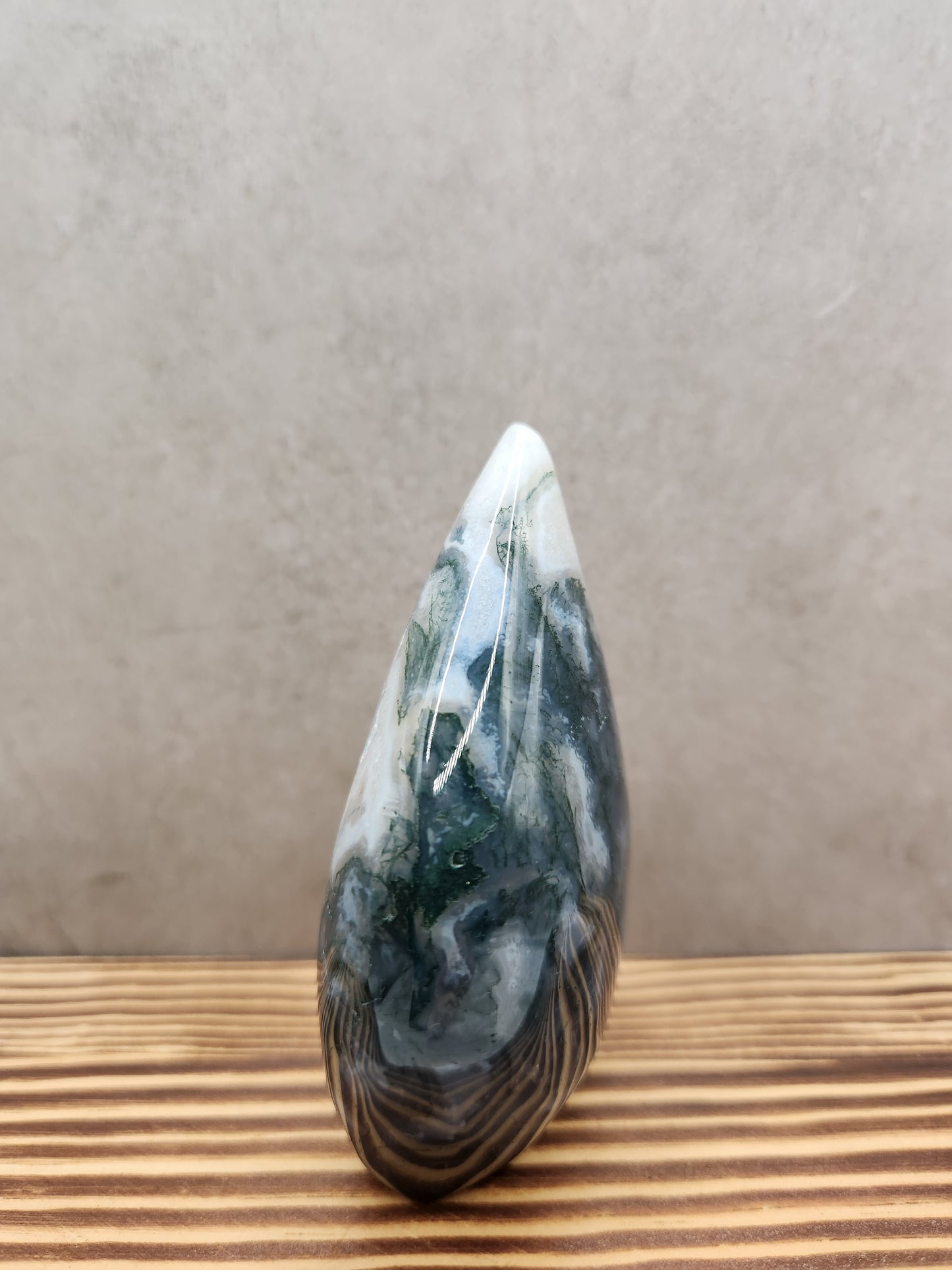 Moss Agate Natural Crystal  Freeform Tear