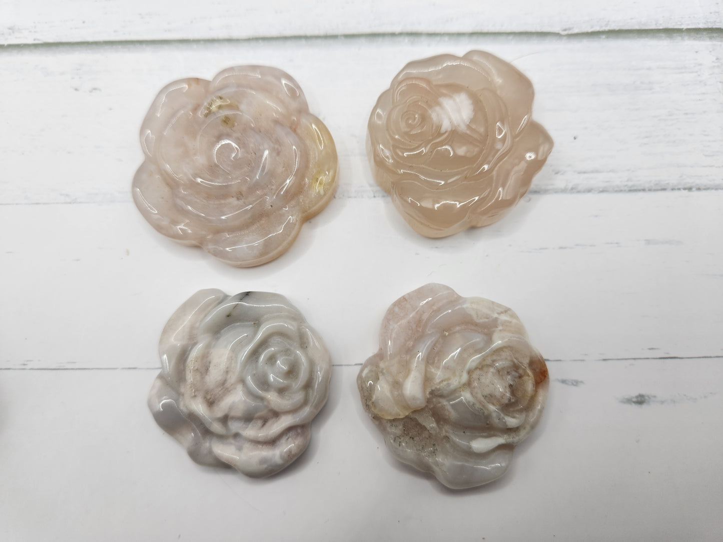 Flower Agate Rose Natural Crystal Carving