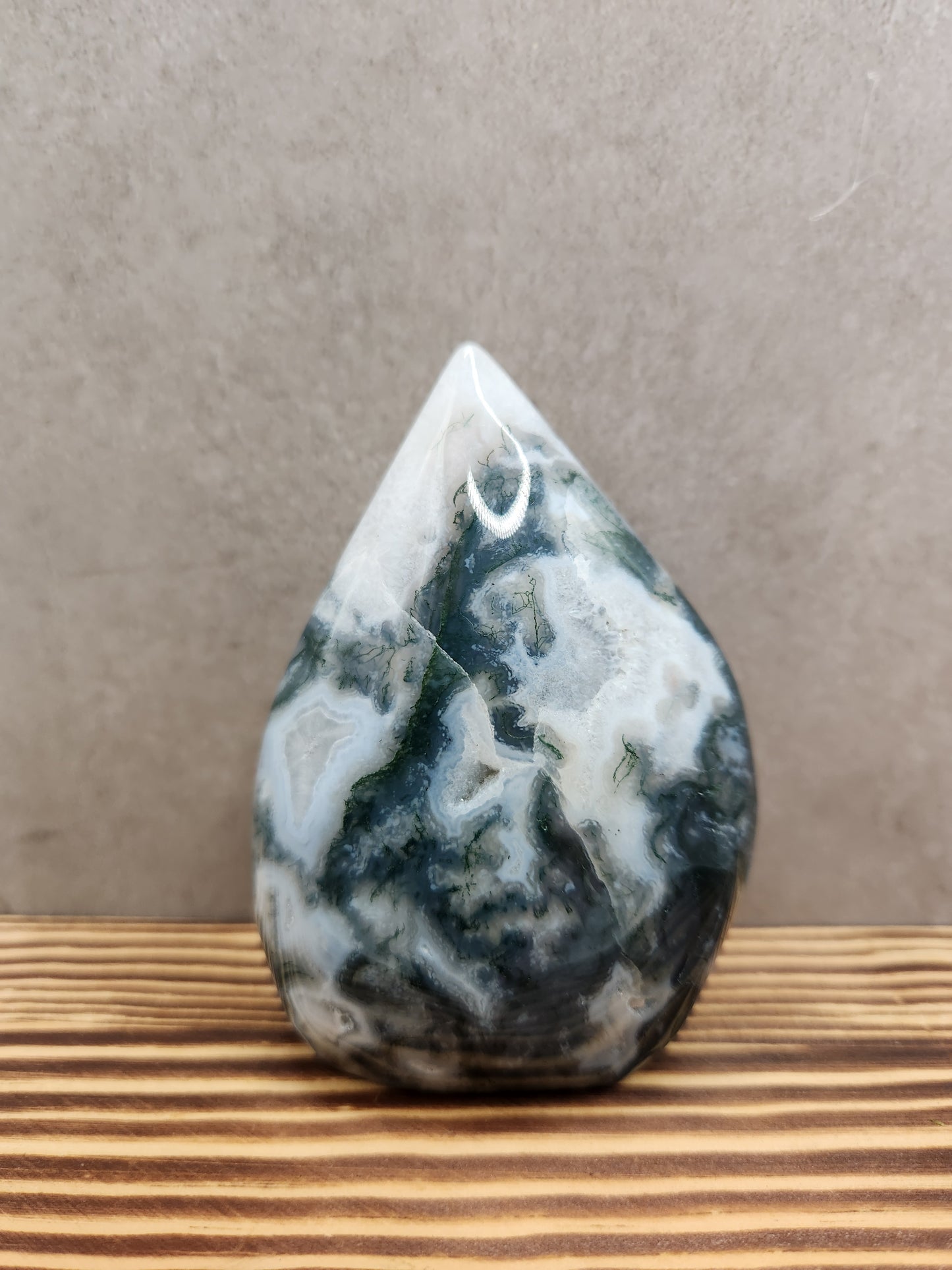 Moss Agate Natural Crystal  Freeform Tear