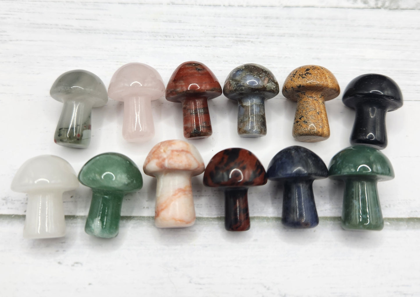 12 High Quality Mini Mushroom Natural Crystal Carvings