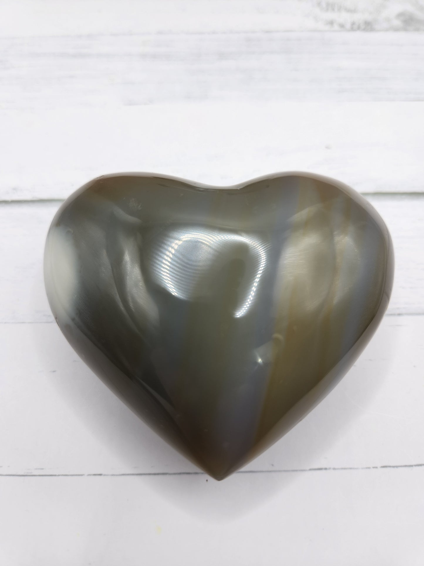 Orca Agate Natural Crystal Heart Carving