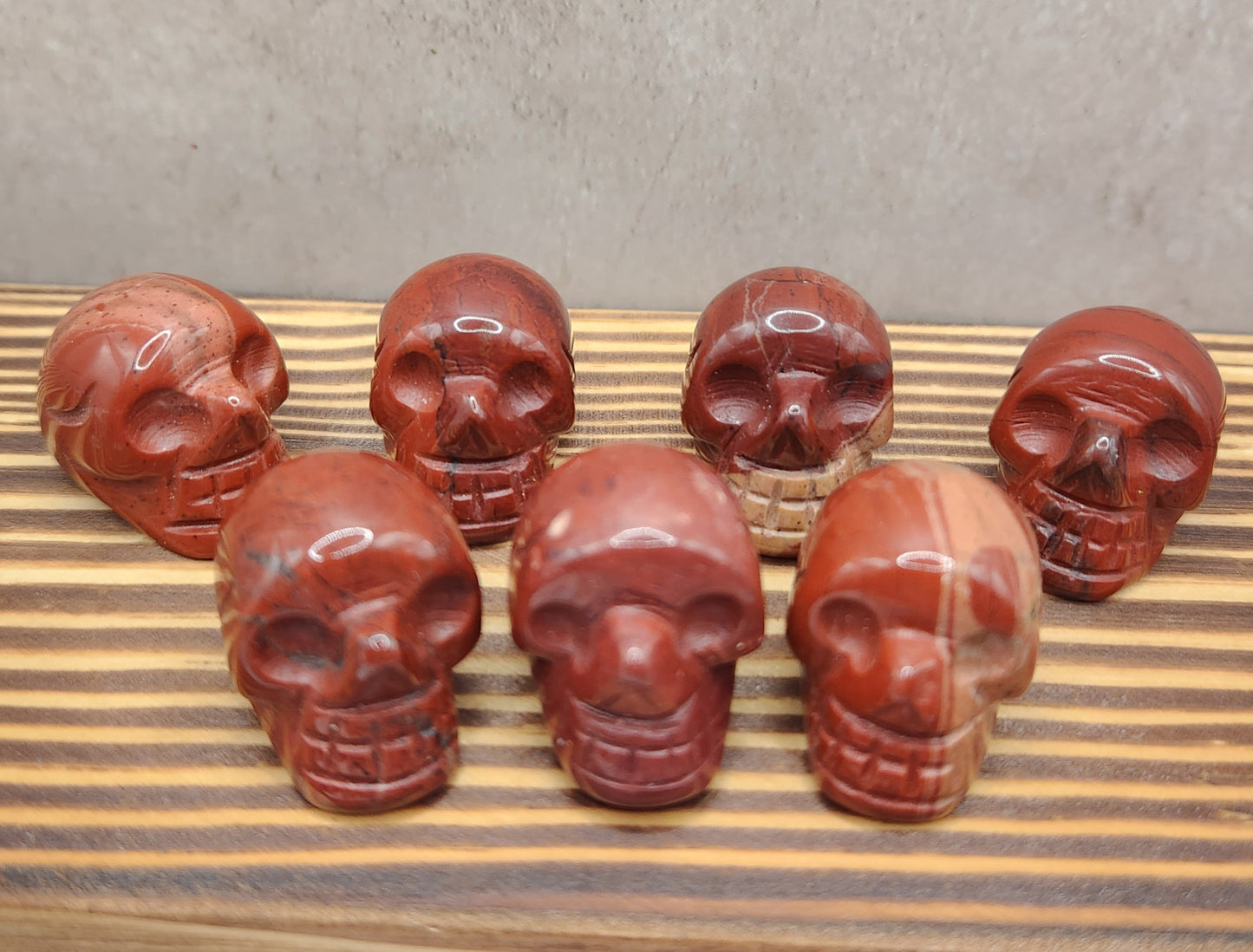 8 Red Jasper Natural Crystal Mini Skull Carvings