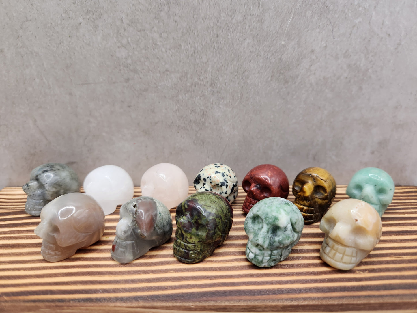 12 Natural Crystal Mini Skull Carvings