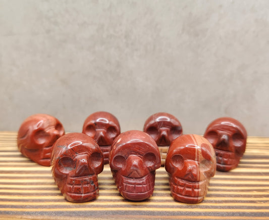 8 Red Jasper Natural Crystal Mini Skull Carvings