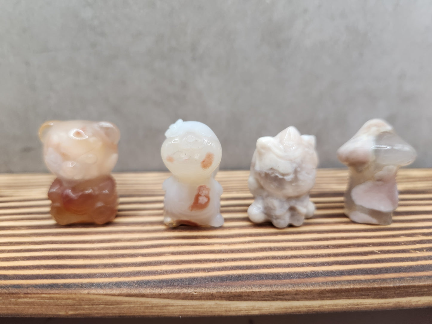 4 Mixed Flower Agate Natural Crystal Carving