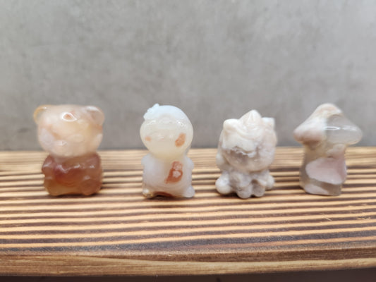 4 Mixed Flower Agate Natural Crystal Carving