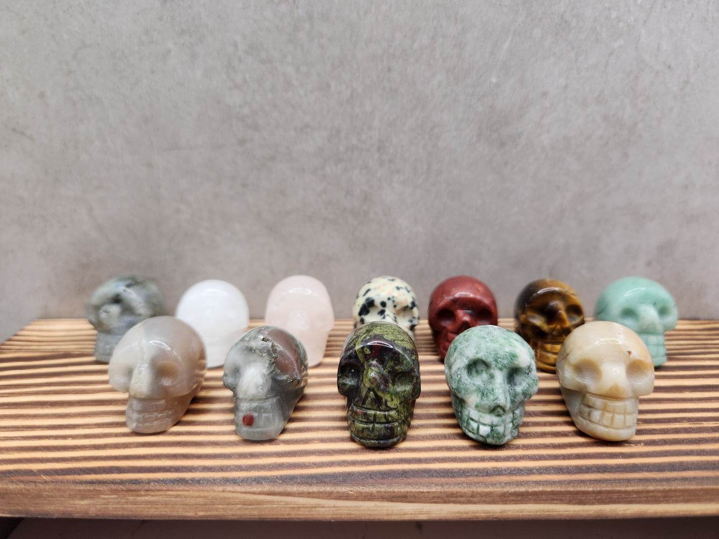 12 Natural Crystal Mini Skull Carvings