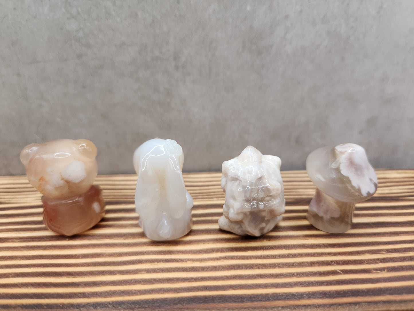 4 Mixed Flower Agate Natural Crystal Carving