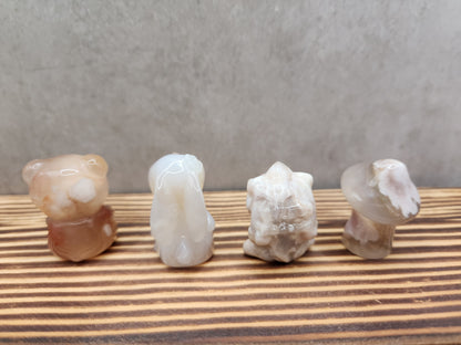 4 Mixed Flower Agate Natural Crystal Carving