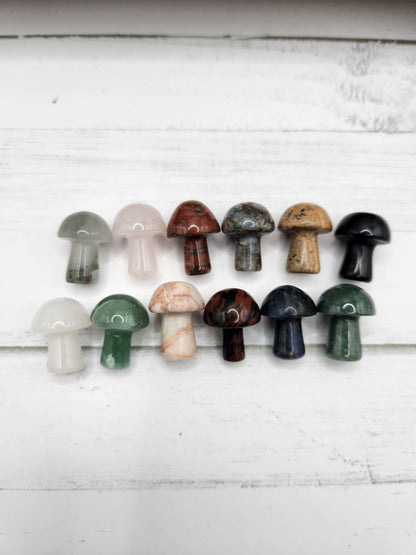 12 High Quality Mini Mushroom Natural Crystal Carvings