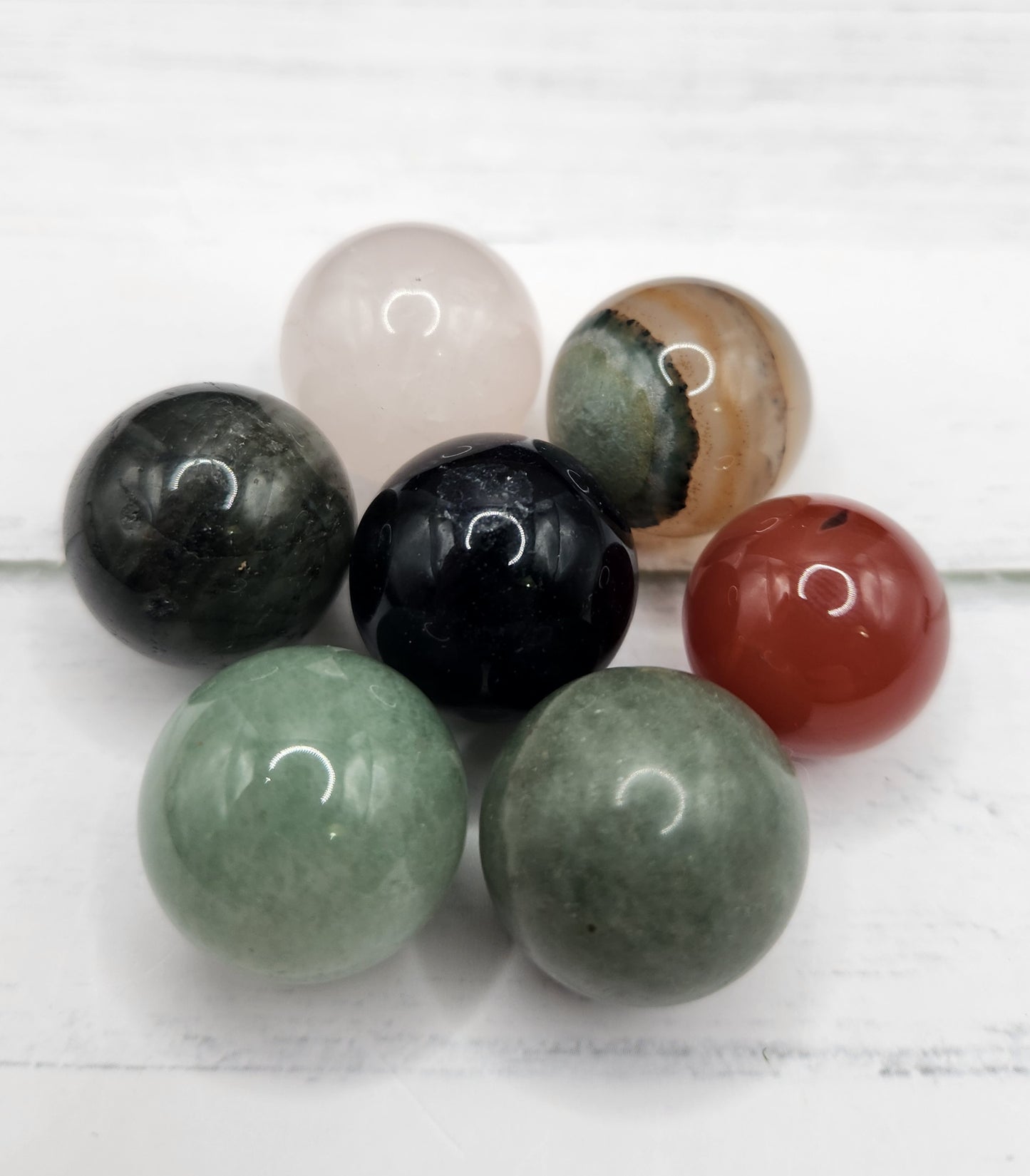 7 Natural Crystal Mixed Material Mini Spheres